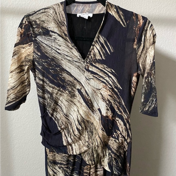 Helmut Lang Drift Drape Ruched Brown Dress S - Picture 5 of 10